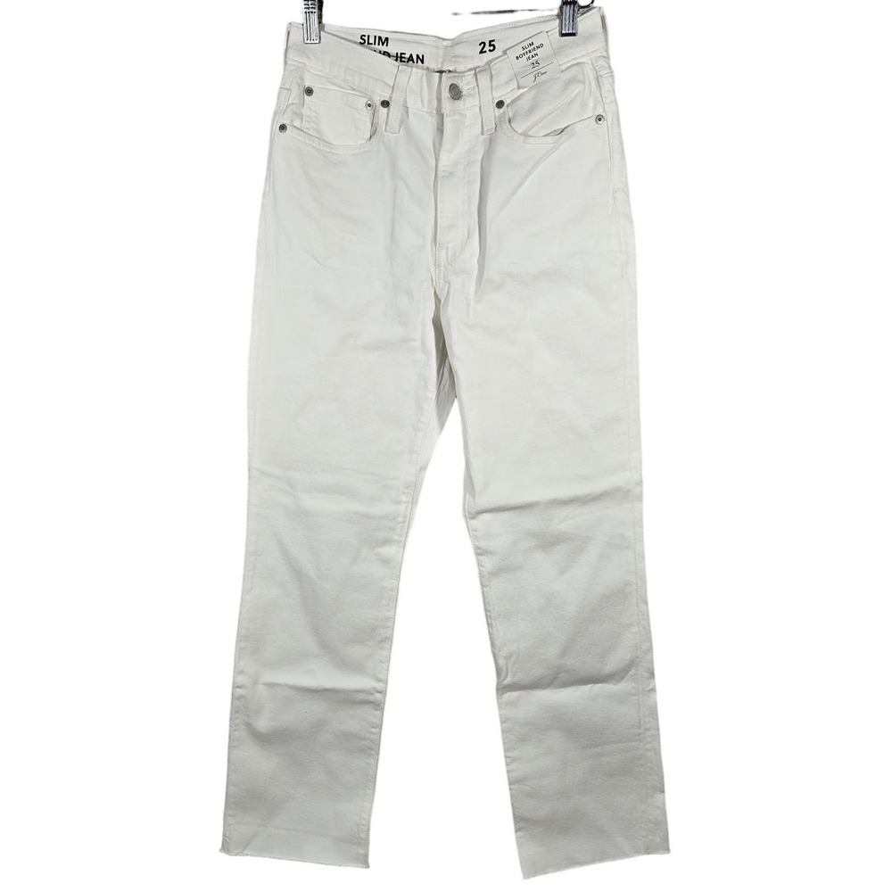 J Crew Slim Boyfriend Jeans White Recycled Denim Size 25‎